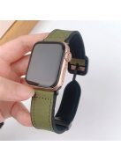 For Apple Watch 10 46mm / Ultra 2 / Ultra 49mm / 9 8 7 45mm / SE (2023) SE (2022) SE 6 5 4 44mm / 3 2 1 42mm PU Leather Coated Silicone Band - Dark Green