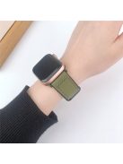 For Apple Watch 10 46mm / Ultra 2 / Ultra 49mm / 9 8 7 45mm / SE (2023) SE (2022) SE 6 5 4 44mm / 3 2 1 42mm PU Leather Coated Silicone Band - Dark Green