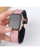 For Apple Watch 10 46mm / Ultra 2 / Ultra 49mm / 9 8 7 45mm / SE (2023) SE (2022) SE 6 5 4 44mm / 3 2 1 42mm PU Leather Coated Silicone Band - Pink