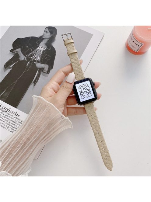 For Apple Watch 10 46mm / Ultra 2 / Ultra 49mm / 9 8 7 45mm / SE (2023) SE (2022) SE 6 5 4 44mm / 3 2 1 42mm PU Leather Watch Bracelet - Khaki