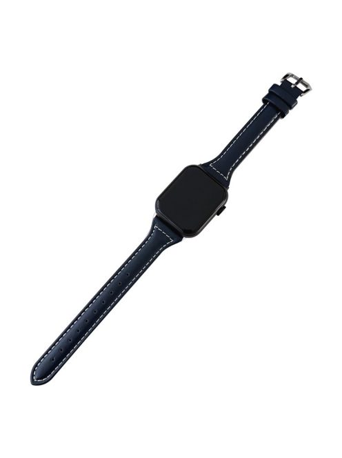 For Apple Watch 10 46mm / Ultra 2 / Ultra 49mm / 9 8 7 45mm / SE (2023) SE (2022) SE 6 5 4 44mm / 3 2 1 42mm PU Leather Wrist Strap - Navy Blue