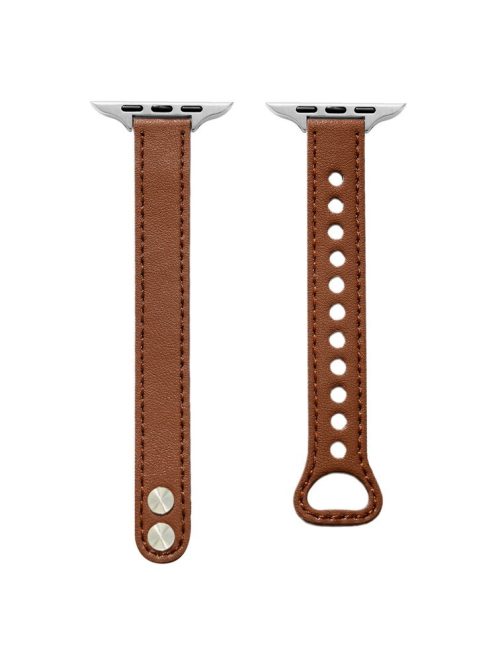 For Apple Watch 10 46mm / Ultra 2 / Ultra 49mm / 9 8 7 45mm / SE (2023) SE (2022) SE 6 5 4 44mm / 3 2 1 42mm PU Leather Wrist Straps - Brown