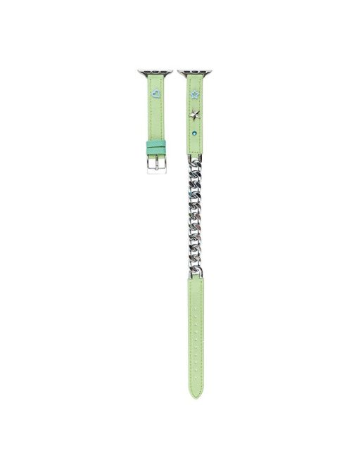 For Apple Watch 10 46mm / Ultra 2 / Ultra 49mm / 9 8 7 45mm / SE (2023) SE (2022) SE 6 5 4 44mm / 3 2 1 42mm Quick Release Strap Rivets Decor Watch Band - Light Green