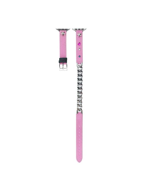 For Apple Watch 10 46mm / Ultra 2 / Ultra 49mm / 9 8 7 45mm / SE (2023) SE (2022) SE 6 5 4 44mm / 3 2 1 42mm Quick Release Strap Rivets Decor Watch Band - Pink