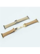 For Apple Watch 10 46mm / Ultra 2 / Ultra 49mm / 9 8 7 45mm / SE (2023) SE (2022) SE 6 5 4 44mm / 3 2 1 42mm Replacement Band Leather Watch Strap - Beige