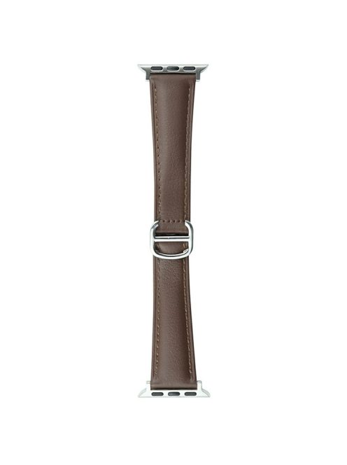 For Apple Watch 10 46mm / Ultra 2 / Ultra 49mm / 9 8 7 45mm / SE (2023) SE (2022) SE 6 5 4 44mm / 3 2 1 42mm Replacement Band Leather Watch Strap - Chocolate