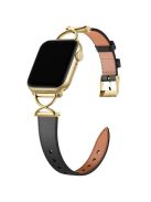 For Apple Watch 10 46mm / Ultra 2 / Ultra 49mm / 9 8 7 45mm / SE (2023) SE (2022) SE 6 5 4 44mm / 3 2 1 42mm Replacement Strap (Electroplated Buckle) - Black+Gold