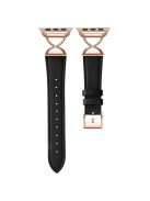 For Apple Watch 10 46mm / Ultra 2 / Ultra 49mm / 9 8 7 45mm / SE (2023) SE (2022) SE 6 5 4 44mm / 3 2 1 42mm Replacement Strap (Electroplated Buckle) - Black+Rose Gold