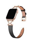 For Apple Watch 10 46mm / Ultra 2 / Ultra 49mm / 9 8 7 45mm / SE (2023) SE (2022) SE 6 5 4 44mm / 3 2 1 42mm Replacement Strap (Electroplated Buckle) - Black+Rose Gold