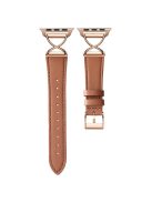 For Apple Watch 10 46mm / Ultra 2 / Ultra 49mm / 9 8 7 45mm / SE (2023) SE (2022) SE 6 5 4 44mm / 3 2 1 42mm Replacement Strap (Electroplated Buckle) - Brown