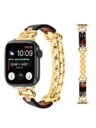 For Apple Watch 10 46mm / Ultra 2 / Ultra 49mm / 9 8 7 45mm / SE (2023) SE (2022) SE 6 5 4 44mm / 3 2 1 42mm Resin Band Strap - Gold+Black