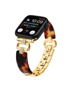 For Apple Watch 10 46mm / Ultra 2 / Ultra 49mm / 9 8 7 45mm / SE (2023) SE (2022) SE 6 5 4 44mm / 3 2 1 42mm Resin Band Strap - Gold+Black