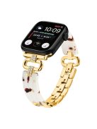 For Apple Watch 10 46mm / Ultra 2 / Ultra 49mm / 9 8 7 45mm / SE (2023) SE (2022) SE 6 5 4 44mm / 3 2 1 42mm Resin Band Strap - Gold+White