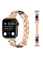 For Apple Watch 10 46mm / Ultra 2 / Ultra 49mm / 9 8 7 45mm / SE (2023) SE (2022) SE 6 5 4 44mm / 3 2 1 42mm Resin Band Strap - Rose Gold+Black