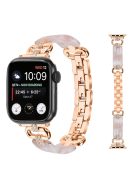 For Apple Watch 10 46mm / Ultra 2 / Ultra 49mm / 9 8 7 45mm / SE (2023) SE (2022) SE 6 5 4 44mm / 3 2 1 42mm Resin Band Strap - Rose Gold+Pink