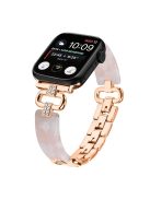 For Apple Watch 10 46mm / Ultra 2 / Ultra 49mm / 9 8 7 45mm / SE (2023) SE (2022) SE 6 5 4 44mm / 3 2 1 42mm Resin Band Strap - Rose Gold+Pink