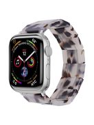 For Apple Watch 10 46mm / Ultra 2 / Ultra 49mm / 9 8 7 45mm / SE (2023) SE (2022) SE 6 5 4 44mm / 3 2 1 42mm Resin Blocks Strap - Brown+White