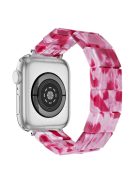 For Apple Watch 10 46mm / Ultra 2 / Ultra 49mm / 9 8 7 45mm / SE (2023) SE (2022) SE 6 5 4 44mm / 3 2 1 42mm Resin Blocks Strap - Peach Red