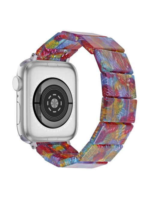 For Apple Watch 10 46mm / Ultra 2 / Ultra 49mm / 9 8 7 45mm / SE (2023) SE (2022) SE 6 5 4 44mm / 3 2 1 42mm Resin Blocks Strap - Pearlescent Rainbow