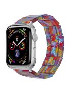 For Apple Watch 10 46mm / Ultra 2 / Ultra 49mm / 9 8 7 45mm / SE (2023) SE (2022) SE 6 5 4 44mm / 3 2 1 42mm Resin Blocks Strap - Pearlescent Rainbow