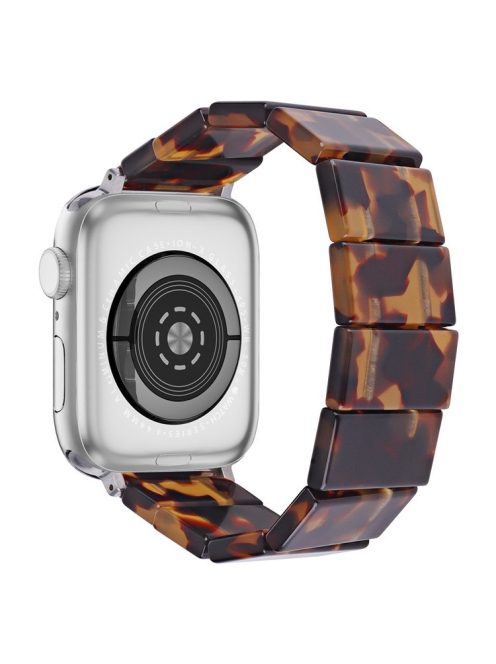 For Apple Watch 10 46mm / Ultra 2 / Ultra 49mm / 9 8 7 45mm / SE (2023) SE (2022) SE 6 5 4 44mm / 3 2 1 42mm Resin Blocks Strap - Tortoiseshell