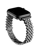 For Apple Watch 10 46mm / Ultra 2 / Ultra 49mm / 9 8 7 45mm / SE (2023) SE (2022) SE 6 5 4 44mm / 3 2 1 42mm Rhinestones Decor Zinc Alloy Wrist Strap - Black