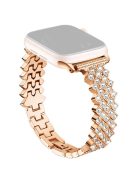 For Apple Watch 10 46mm / Ultra 2 / Ultra 49mm / 9 8 7 45mm / SE (2023) SE (2022) SE 6 5 4 44mm / 3 2 1 42mm Rhinestones Decor Zinc Alloy Wrist Strap - Rose Gold