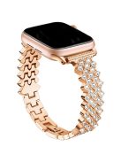 For Apple Watch 10 46mm / Ultra 2 / Ultra 49mm / 9 8 7 45mm / SE (2023) SE (2022) SE 6 5 4 44mm / 3 2 1 42mm Rhinestones Decor Zinc Alloy Wrist Strap - Rose Gold