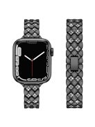 For Apple Watch 10 46mm / Ultra 2 / Ultra 49mm / 9 8 7 45mm / SE (2023) SE (2022) SE 6 5 4 44mm / 3 2 1 42mm Rhombus Design Zinc Alloy Watch Strap - Black