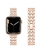 For Apple Watch 10 46mm / Ultra 2 / Ultra 49mm / 9 8 7 45mm / SE (2023) SE (2022) SE 6 5 4 44mm / 3 2 1 42mm Rhombus Design Zinc Alloy Watch Strap - Rose Gold