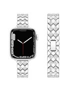 For Apple Watch 10 46mm / Ultra 2 / Ultra 49mm / 9 8 7 45mm / SE (2023) SE (2022) SE 6 5 4 44mm / 3 2 1 42mm Rhombus Design Zinc Alloy Watch Strap - Silver