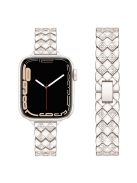 For Apple Watch 10 46mm / Ultra 2 / Ultra 49mm / 9 8 7 45mm / SE (2023) SE (2022) SE 6 5 4 44mm / 3 2 1 42mm Rhombus Design Zinc Alloy Watch Strap - Starlight