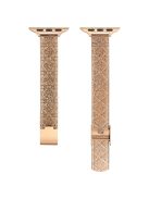 For Apple Watch 10 46mm / Ultra 2 / Ultra 49mm / 9 8 7 45mm / SE (2023) SE (2022) SE 6 5 4 44mm / 3 2 1 42mm Rhombus Grid Stainless Steel Watch Band - Rose Gold