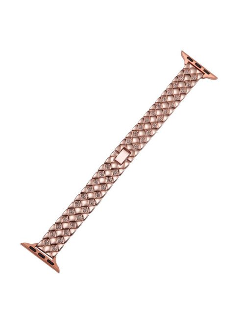 For Apple Watch 10 46mm / Ultra 2 / Ultra 49mm / 9 8 7 45mm / SE (2023) SE (2022) SE 6 5 4 44mm / 3 2 1 42mm Rhombus Zinc Alloy Strap - Rose Gold