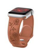 For Apple Watch 10 46mm / Ultra 2 / Ultra 49mm / 9 8 7 45mm / SE (2023) SE (2022) SE 6 5 4 44mm / 3 2 1 42mm Rose Engraved Silicone Strap - Brown