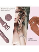 For Apple Watch 10 46mm / Ultra 2 / Ultra 49mm / 9 8 7 45mm / SE (2023) SE (2022) SE 6 5 4 44mm / 3 2 1 42mm Rose Engraved Silicone Strap - Brown