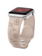 For Apple Watch 10 46mm / Ultra 2 / Ultra 49mm / 9 8 7 45mm / SE (2023) SE (2022) SE 6 5 4 44mm / 3 2 1 42mm Rose Engraved Silicone Strap - Milk Tea Color