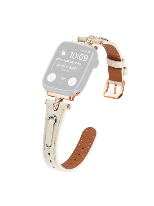 For Apple Watch 10 46mm / Ultra 2 / Ultra 49mm / 9 8 7 45mm / SE (2023) SE (2022) SE 6 5 4 44mm / 3 2 1 42mm Rose Gold Buckle Watchband - Apricot