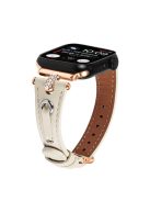 For Apple Watch 10 46mm / Ultra 2 / Ultra 49mm / 9 8 7 45mm / SE (2023) SE (2022) SE 6 5 4 44mm / 3 2 1 42mm Rose Gold Buckle Watchband - Apricot