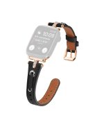 For Apple Watch 10 46mm / Ultra 2 / Ultra 49mm / 9 8 7 45mm / SE (2023) SE (2022) SE 6 5 4 44mm / 3 2 1 42mm Rose Gold Buckle Watchband - Black