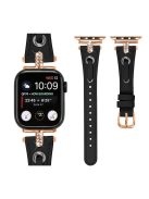 For Apple Watch 10 46mm / Ultra 2 / Ultra 49mm / 9 8 7 45mm / SE (2023) SE (2022) SE 6 5 4 44mm / 3 2 1 42mm Rose Gold Buckle Watchband - Black