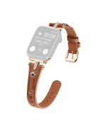 For Apple Watch 10 46mm / Ultra 2 / Ultra 49mm / 9 8 7 45mm / SE (2023) SE (2022) SE 6 5 4 44mm / 3 2 1 42mm Rose Gold Buckle Watchband - Brown