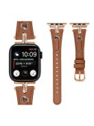 For Apple Watch 10 46mm / Ultra 2 / Ultra 49mm / 9 8 7 45mm / SE (2023) SE (2022) SE 6 5 4 44mm / 3 2 1 42mm Rose Gold Buckle Watchband - Brown