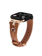 For Apple Watch 10 46mm / Ultra 2 / Ultra 49mm / 9 8 7 45mm / SE (2023) SE (2022) SE 6 5 4 44mm / 3 2 1 42mm Rose Gold Buckle Watchband - Brown