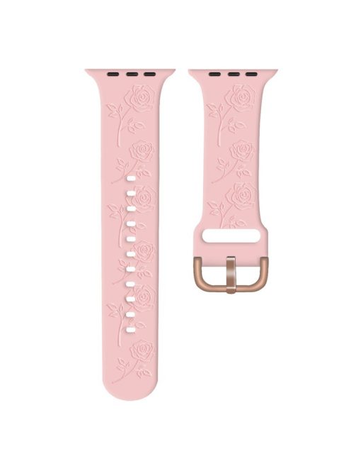 For Apple Watch 10 46mm / Ultra 2 / Ultra 49mm / 9 8 7 45mm / SE (2023) SE (2022) SE 6 5 4 44mm / 3 2 1 42mm Rose Silicone Band - Pink