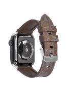 For Apple Watch 10 46mm / Ultra 2 / Ultra 49mm / 9 8 7 45mm / SE (2023) SE (2022) SE 6 5 4 44mm / 3 2 1 42mm Rubber Watch Band, Silver Buckle - Brown