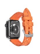 For Apple Watch 10 46mm / Ultra 2 / Ultra 49mm / 9 8 7 45mm / SE (2023) SE (2022) SE 6 5 4 44mm / 3 2 1 42mm Rubber Watch Band, Silver Buckle - Orange