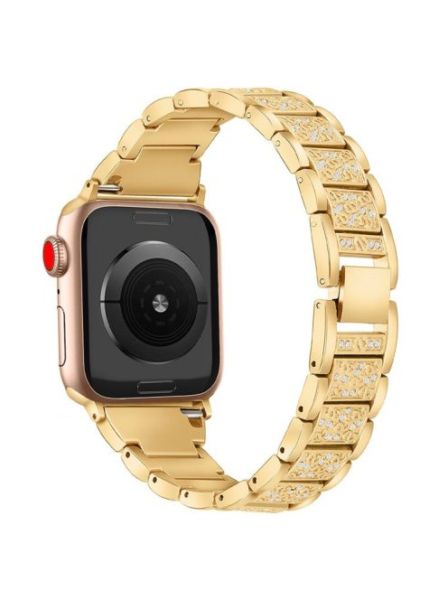 For Apple Watch 10 46mm / Ultra 2 / Ultra 49mm / 9 8 7 45mm / SE (2023) SE (2022) SE 6 5 4 44mm / 3 2 1 42mm S Pattern Metal Strap - Gold