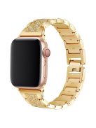 For Apple Watch 10 46mm / Ultra 2 / Ultra 49mm / 9 8 7 45mm / SE (2023) SE (2022) SE 6 5 4 44mm / 3 2 1 42mm S Pattern Metal Strap - Gold