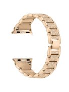 For Apple Watch 10 46mm / Ultra 2 / Ultra 49mm / 9 8 7 45mm / SE (2023) SE (2022) SE 6 5 4 44mm / 3 2 1 42mm S Pattern Metal Strap - Rose Gold